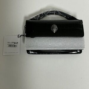 Kurt Geiger Black Croc-Embossed Leather XS Clutch
